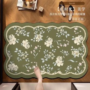 Thảm Đá Diatomite Họa Tiết Đá Cẩm Thạch VIKAMA Phong Cách Sang Trọng Chống Trơn Trượt Nhanh Khô Thảm Lót Chân Phòng Tắm Trang Trí Nhà Cửa Lớp Đế Cao Su Cho Phòng Tắm