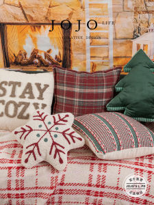 Jojos L. PD Festive Snowflake Embroidered Pillow Bedroom Bedside Decorative Cushion Polyester Cover PP Cotton Filling