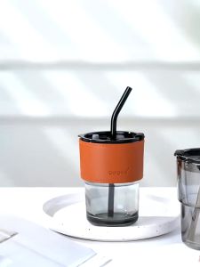 Gelas Minum Gelas Kaca Tumbler Aesthetic Kaca 2in1 / Gelas Mug Cangkir dengan Sedotan / Botol Minum Aesthetic / Gelas Aesthetic / Tumblr Botol Anti Tumpah Terlaris