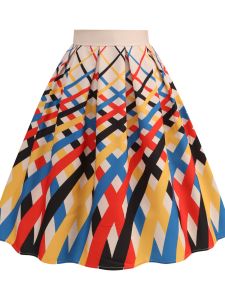 Cross-Border Fashion Retro Work Clothing Ol Fashion High Waist Rear Zipper Positioning Printing a Words Ruched Big Hem Skirt Female