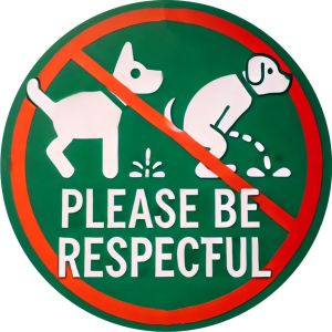 CIFbuy | 1pc "No Dog Poop or Pee" Sign - Respect Pet Waste No Trespassing Round Metal Wall Art for Home Garden  Durable Novelty Gift