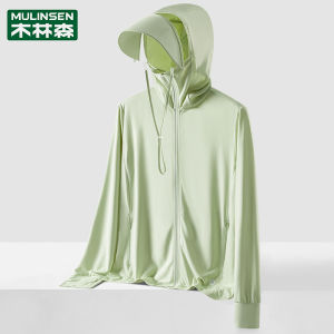 Mulinshan Ice Silk Womens Summer New Lightweight Breathable Mesh UV Protection Clothing Loose Fit Long Sleeve Hooded Jacket