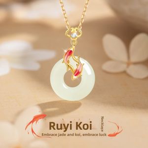 Casual Luxury Koi Themed Jade Pendant Necklace