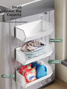 Magnetic Laundry Detergent Rack Balcony Drum Washing Machine Storage Shelf Strong Load Bearing No Drilling Required Metal Organizer