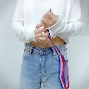 YoPo Fashion Nonporous Square Buckle Versatile Wild Leather Belt Canvas Material Invisible