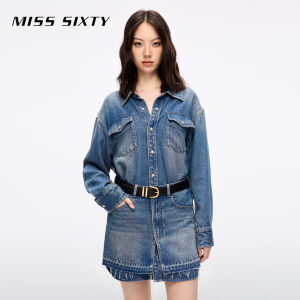 Spring Summer Denim Jumpsuit Dress Workwear Fake Two-Piece Petite