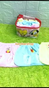 [BELI 2 GRATIS 1 GURITA BAYI] kembarshop - FREE TAS Kado Bayi Paket 12pcs celana pop kacamata bayi bordir aneka warna
