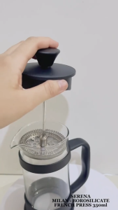 French Press Stainless 350ml Serena Milan Borosilicate Coffee Maker Original