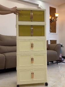 SUNOOM ตู้เก็บของ ตู้อเนกประสงค์ มีล้อ ติดตั้งง่าย กล่องเก็บของพับเก็บได้ ตู้เสื้อผ้า ลังพลาสติกพับเก็บได้ กล่องใส่เสื้อผ้ามีล้อก