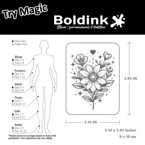 Boldink Realistic Sunflower Flower Juice Tattoo Patch Waterproof Color Holding 1-2 Weeks Essential for Trendsetters