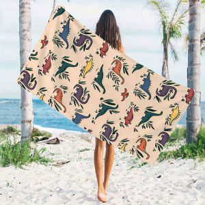 BILIBILI | colorful dinosaur beige Quick Drying Microfiber Beach Towel Lightweight for Swimming Camping Yoga - Bath Towel
