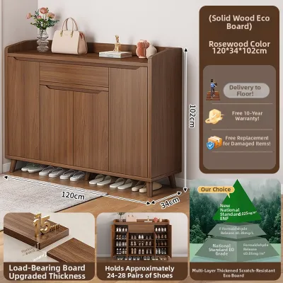 Solid Wood Multi-purpose Entrance Storage Cabinet