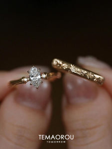 Golden Ring with Engraving Fashionable Commute Style for Women  out Alloy Embedded Artificial Gemstone Geometric Pattern