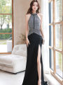 Wine Red Dinner Evening Dress Halter Split Dress Accessible Luxury High-End Temperament Annual Meeting Engagement Wedding Dress. 