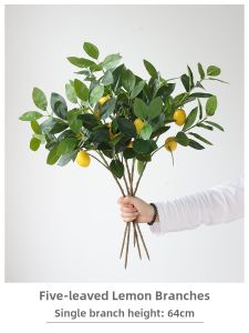 High Quality Artificial Lemon Tree Branches Floral Decorations for Living Room Dining Table Coffee Shop Hotel Bedroom Decoration