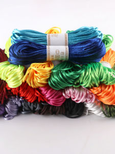 No. 5 Chinese Knot Cord Red Rope Ornament DIY Silk Thread Thick Rope 2.5 Rainbow Color Hand Woven Black Red Gold