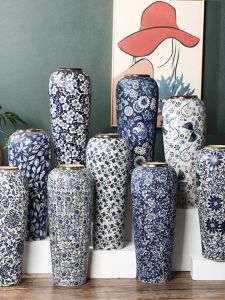 Bình Hoa Gốm Sứ Trung Quốc 35CM Cao Hình Tre Có Thể Trồng Trong Nước Trang Trí Phòng Khách Hoa Nhựa