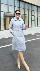 [Voucher 15% MOV 199K cap 100K  Áo khoác phao dài dáng mangto HeraDG thiết kế trần bông 3 lớp mỏng nhẹ 2 hàng khuy bấm kèm dây đai eo WJKBC3002