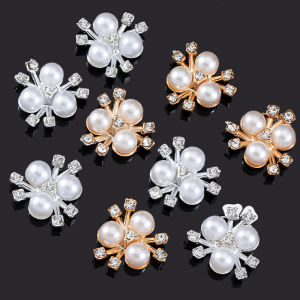 20pcs Imitation Pearl Flower Rhinestone Hair Clip Hairband Headdress Clothing Buckle Jewelry Making DIY Wholesale