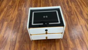 Tủ đầu giường 2 tầng  táp đầu giường thông minh có sạc điện thoại loa bluetooth đèn led 3 màu kèm khóa vân tay