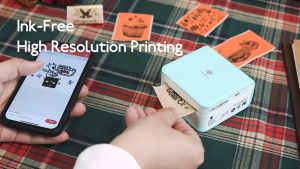 เครื่องปริ้นพกพา Phomemo M02pro เครื่องพิมพ์สติ๊กเกอร์ พิมพ์ที่อยู่ รูปภาพ บาร์โค้ด ฉลาก แถมสติกเกอร์ ความละเอียดการพิมพ์ 304dpi HD