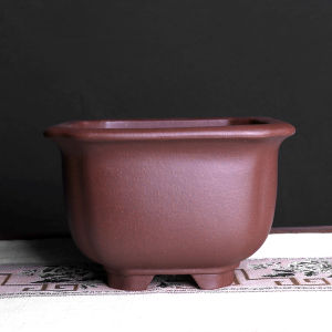 Manmu Purple Sand Yixing Purple Sand Flower Pot Square Flower Pot Bonsai Pot Boutique Handmade Plain Surface Purple Clay Pine Plum Pile