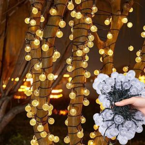Solar Bubble Ball Lamp String Lights Outdoor Waterproof Orb Christmas Light Patio Home Furnishing Holiday Party Decoration 5-12M