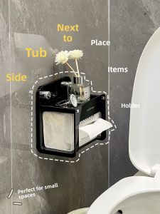 Bathroom Toilet Side Tissue Box Holder No Drilling Required Facial Towel Storage Box Tissue Storage Container Plastic Material