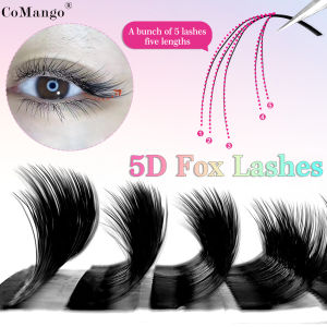 CoMango Fox 5D YY Shaped Eye Lashes Extension Matte Black Fox Eye Style Lashes Premium Premade Volume Soft Fans Lashes Makeup