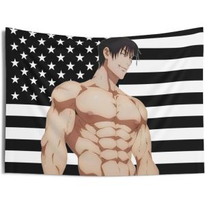 VIKAMA Anime Nhật Bản Tấm Thảm Sato Gojo Toji Cờ Mỹ Treo Tường Trang Trí Cho Phòng Ngủ Phòng Khách Ký Túc Xá Polyester