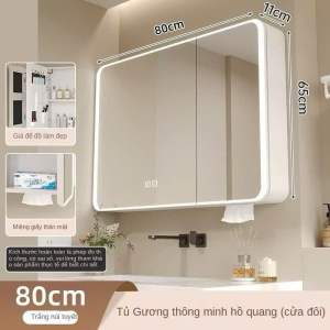 Tủ nhà tắm Chống Thấm nước nhôm với đèn led lưu trữ thông minh Tủ gương phòng tắm Vanity với giá treo tường