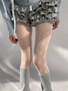 Five-pointed Star Print Female Silk Stockings Y2k Ultra-thin Mesh Pantyhose High Street Breathable Lace Fishnet Stockings Forr Girl Women