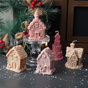 3D Christmas House Candle Silicone Mould DIY Castle Handmade Gingerbread Man Soap Plaster Mould Christmas Gifts Festival Decor
