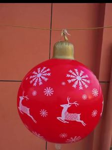Winnereco 24 Inch PVC Inflatable Christmas Ball Large Outdoor Decorated Ball New Years Christmas Ornaments Holiday Decor