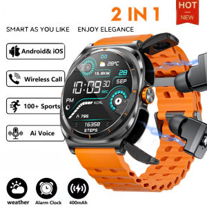 New Upgraded For smasung official TWS 2 in 1 SmartWatch with Headphones Bluetooth Call IP68 Waterproof Outdoor Sport Smartwatch