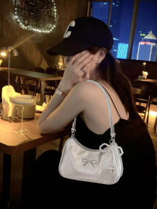 Elegant Silver Butterfly Knot Womens Bag Underarm Bag Luxury Minimalist High-End Ballet Style Single Shoulder Bag for Youth