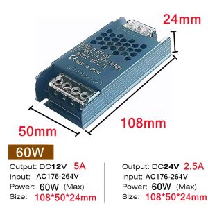 DC 12V/24V Power Supply Adapter 60W 100W 200W 300W 400W Lighting Transformer 5A 12A Ultra thin LED Strip Switch Driver Lamp