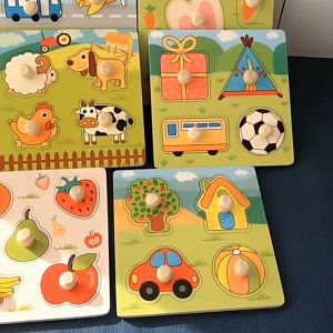 Childrens Puzzle Grasp Board Jigsaw Puzzle Wooden Educational Puzzle Birthday Gift Wooden Toy Montessori Early Toys