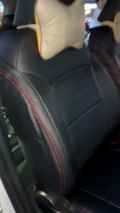 For Perodua Ativa Car Seat Cover PVC Leather Black + Red Line/Red Side Cushion Cover Easy To Clean Sarung Kusyen Kereta