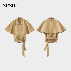 SUSHE | Lyrical Smart Lenzing Lyocell Detachable Cape/Belted Double-Breasted Vest