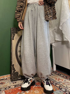 Thickened Fleece Wide Leg Pants Casual Trousers for Men And Women High Waist Cotton Sweatpants with Pockets for Couples