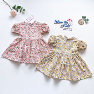 [V036] Váy Hoa Nhí Bé Gái 4 Đến 28kg Chất Thô Lụa Mềm Mát