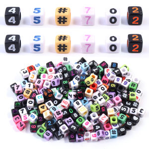 100pcs/lot Square Acrylic Beads Mixed Number Letter Beads Loose Spacer Bead For DIY Jewelry Making Necklace Bracelet Earrings
