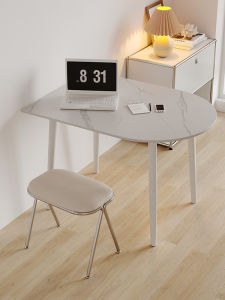 Nordic Style Semi-Circular Modern Rock Surface Dining Table Wall-Mounted Compact Space Friendly Artistic Design Non-Adjustable