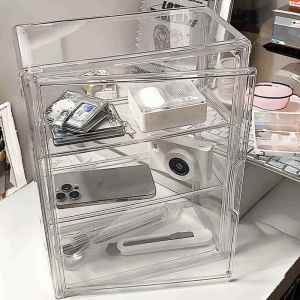 FPRK | Hộp Lưu Trữ Mica Trong Suốt Chống Bụi Hiển Thị Dung Lượng Lớn 3 Tầng