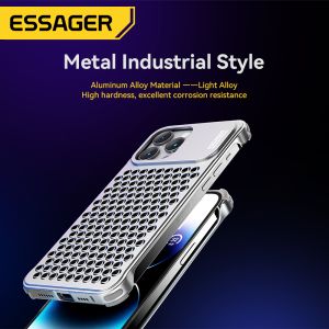 Essager iPhone 15 14 13 Pro Max  Aluminum Phone Case Shockproof Cases For iPhone 15 14 13  Pro Max  Cover Heavy Duty Rugged Anti-Fall Protective Hard Cover Extreme Heat Dissipation