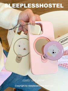 Cute Little Mirror Dog Stand Ins Style Liquid Silicone Foldable Rotating Mirror Bracket Suitable for  Iphone 17 Promax
