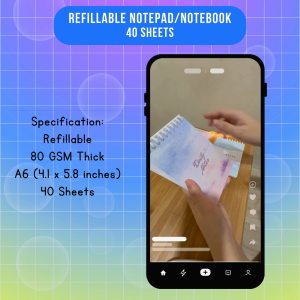 Design 3 Refillable Ring Notebook Notepad 40 Sheets