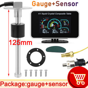 RYSJM | 0-190 Ohm Fuel Level Sensor 100MM-500MM 4in1 Fuel Level Meter Water Temperature Gauge Oil Pressure Voltage Oil Press Sensor 10mm