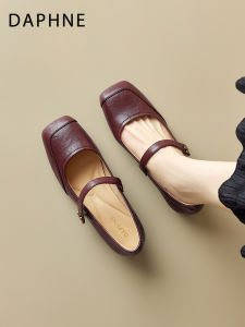 Daphne | Comfortable Low-cut Leather Shoes for Dresses Thick Heel Fall New Arrival